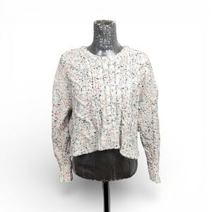 Moon & Madison Confetti Cable Knit Chenille Cropped Sweater Medium Textured Cozy